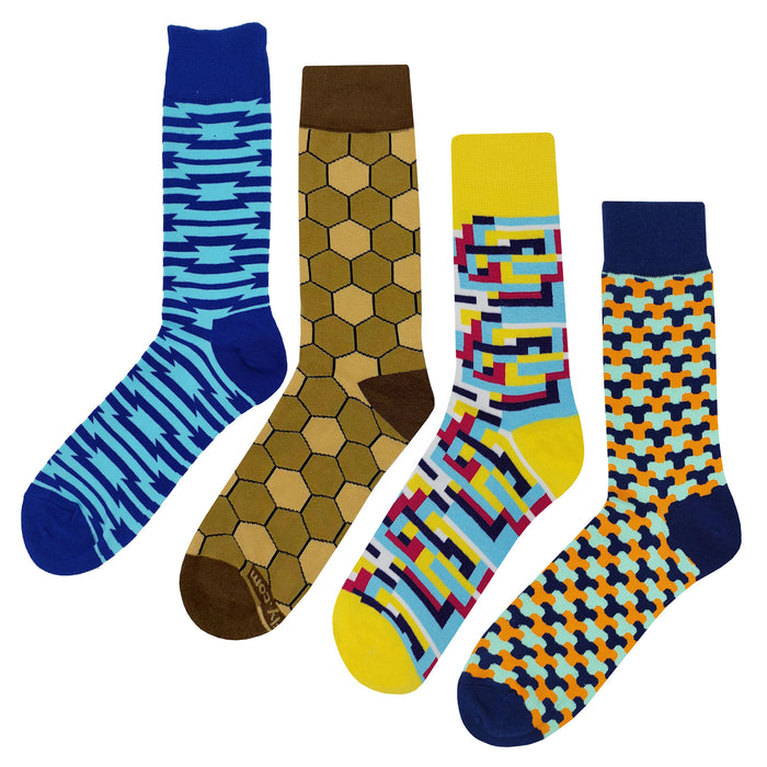 Abstract Pattern Socks 4 Pack #3 Sockfly