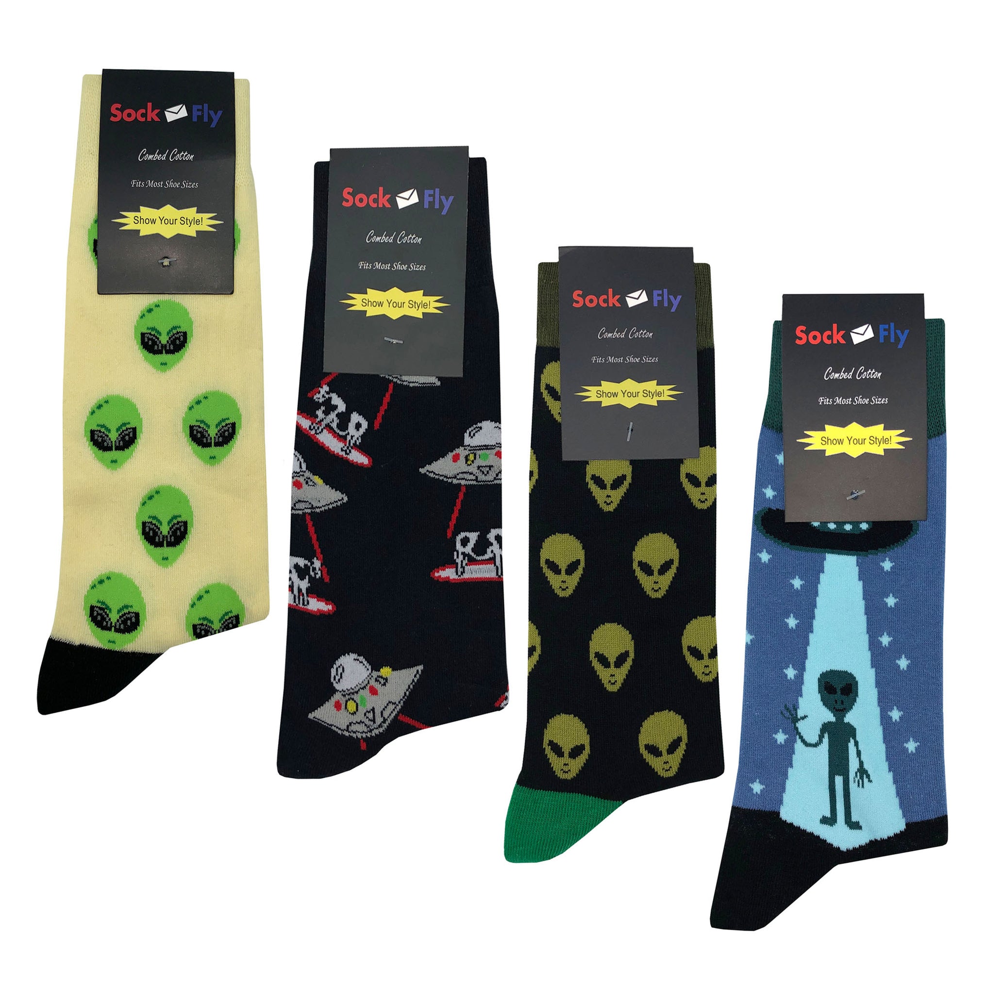 Alien Socks 4 Pack Fun and Crazy Socks at
