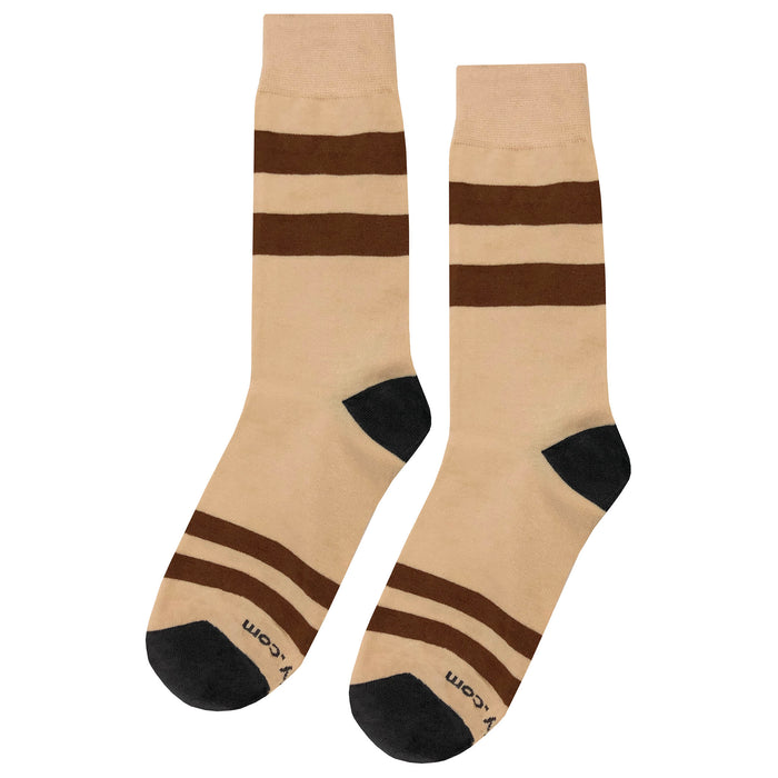 William Stripe 2-Pack Socks - Off White/Olive Night-Coffee Brown