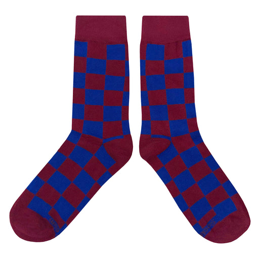 Burgundy Navy Blue Checker Socks Sockfly 2