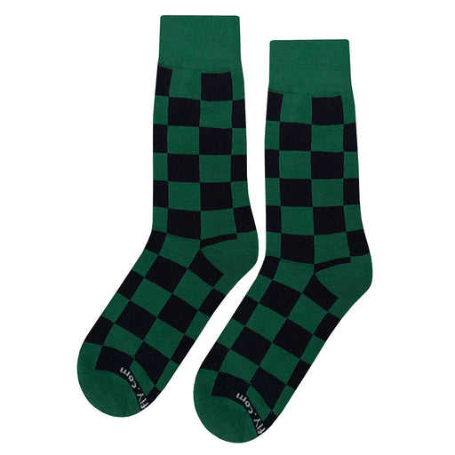 Forest Green Black Checker Socks Sockfly 1