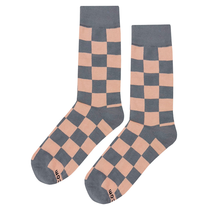 Gray Pink Checker Socks Sockfly 1