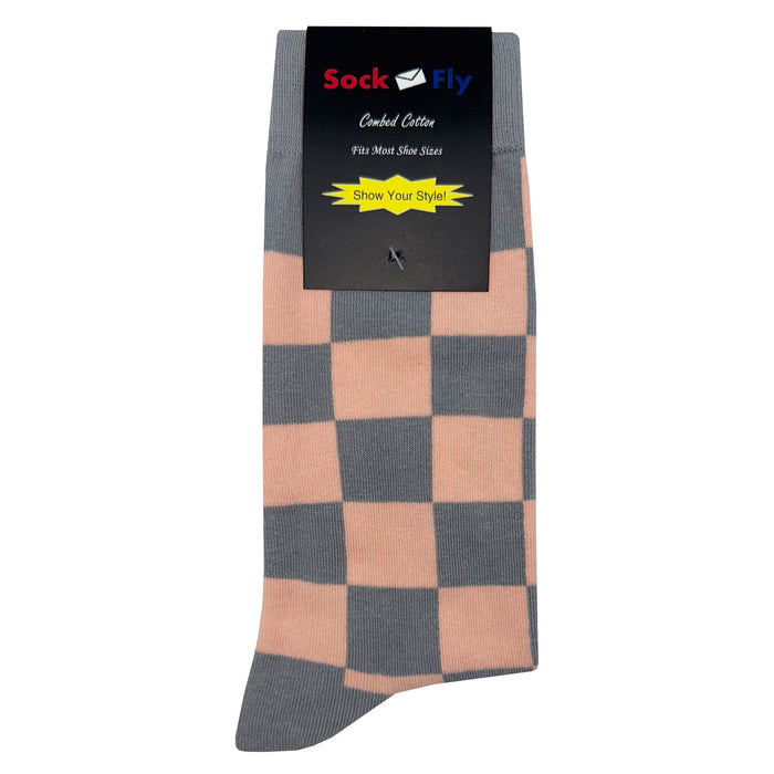 Gray Pink Checker Socks Sockfly 4
