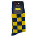 Navy Blue Gold Checker Socks Sockfly 4