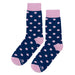 Navy Blue Pink Polka Dot Socks Sockfly 1