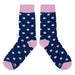 Navy Blue Pink Polka Dot Socks Sockfly 2
