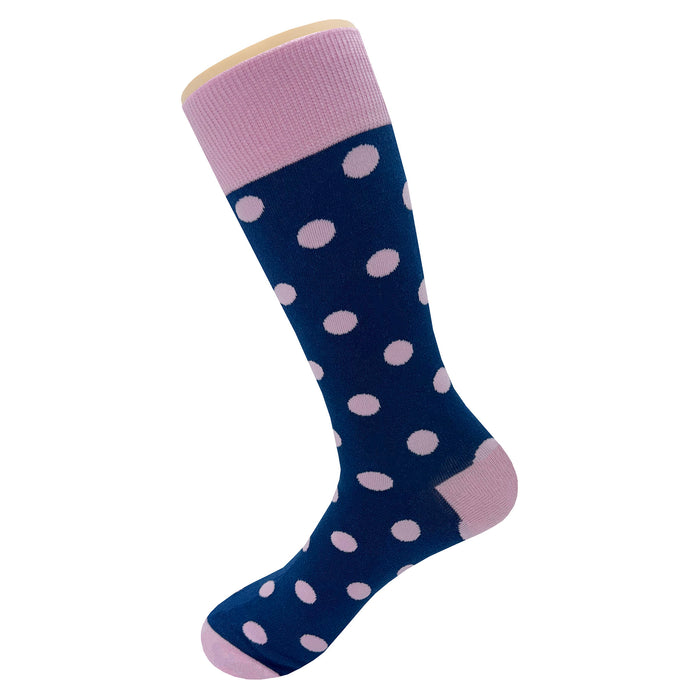 Navy Blue Pink Polka Dot Socks Sockfly 3