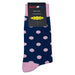 Navy Blue Pink Polka Dot Socks Sockfly 4