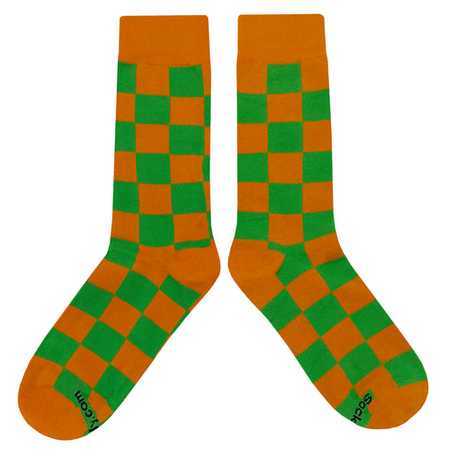 Orange Green Checker Socks Sockfly 2