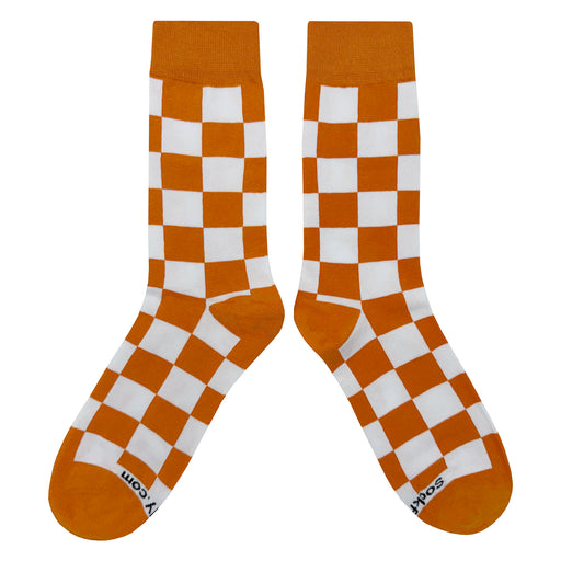 Orange White Checker Socks Sockfly 2
