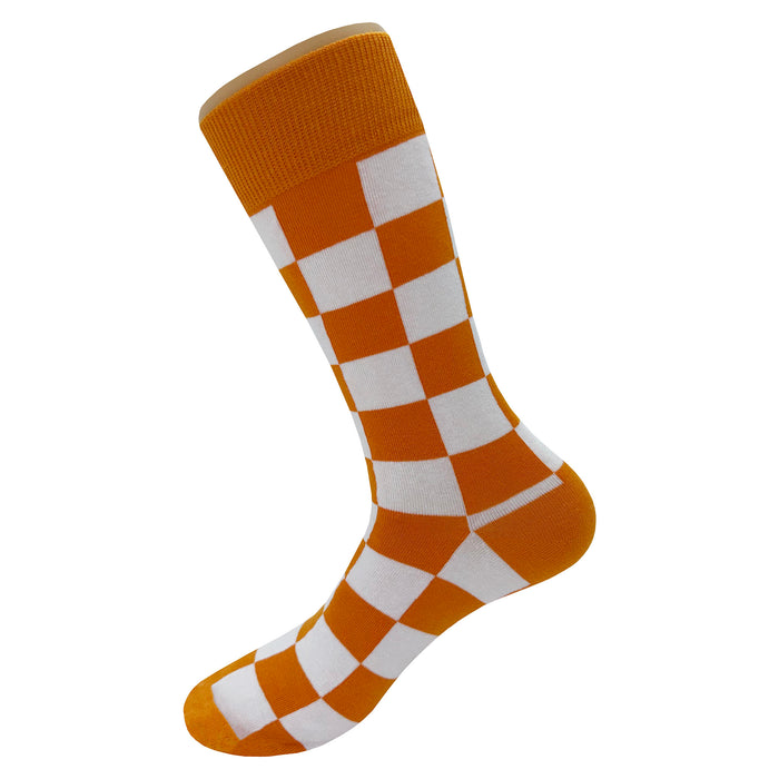 Orange White Checker Socks Sockfly 3