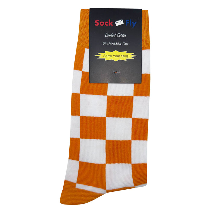 Orange White Checker Socks Sockfly 4