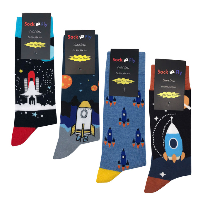 Rocket Socks Client Rocket Socks 4 Pack - Fun and Crazy Socks at Sockfly.com