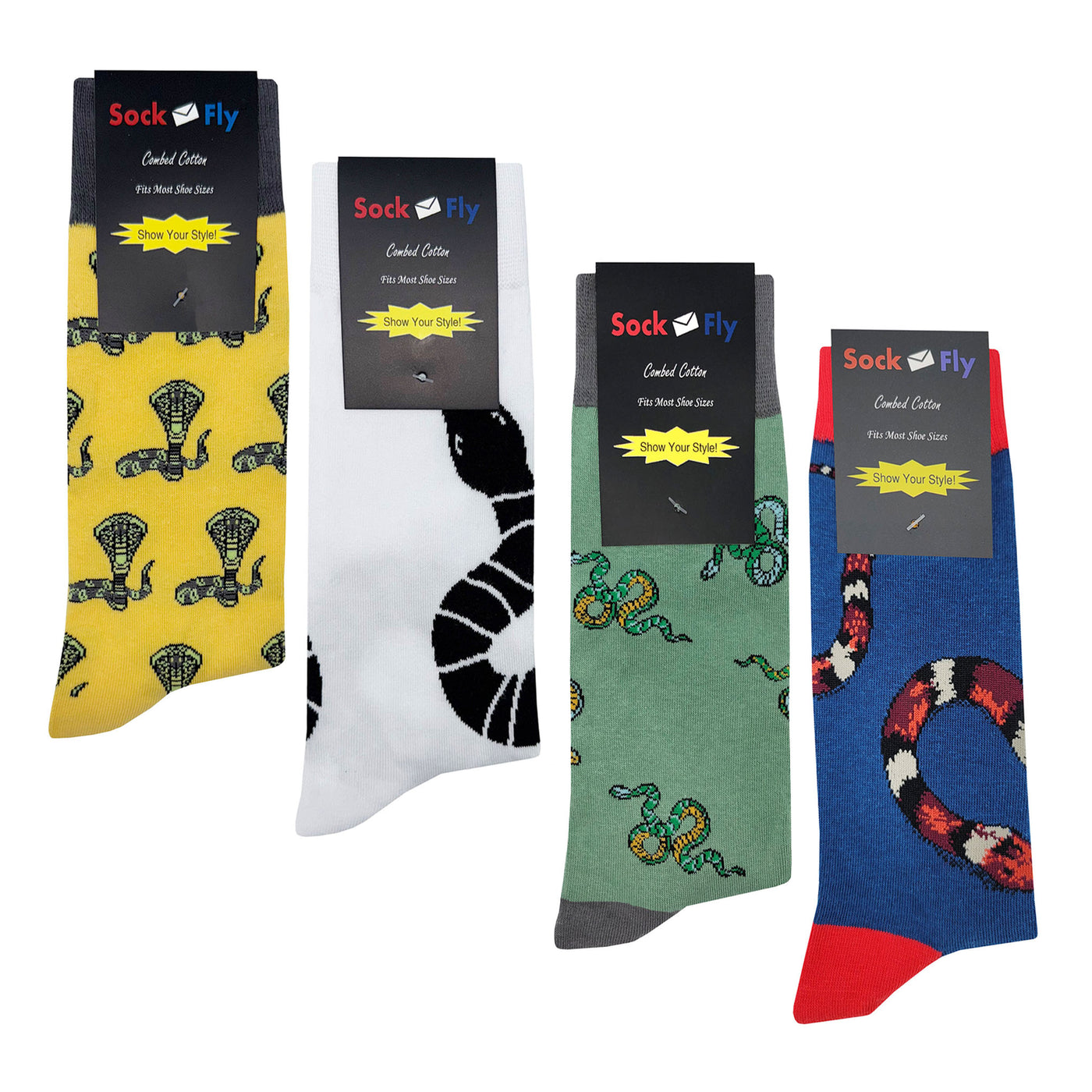 Snake Socks 4 Pack - Fun and Crazy Socks at Sockfly.com