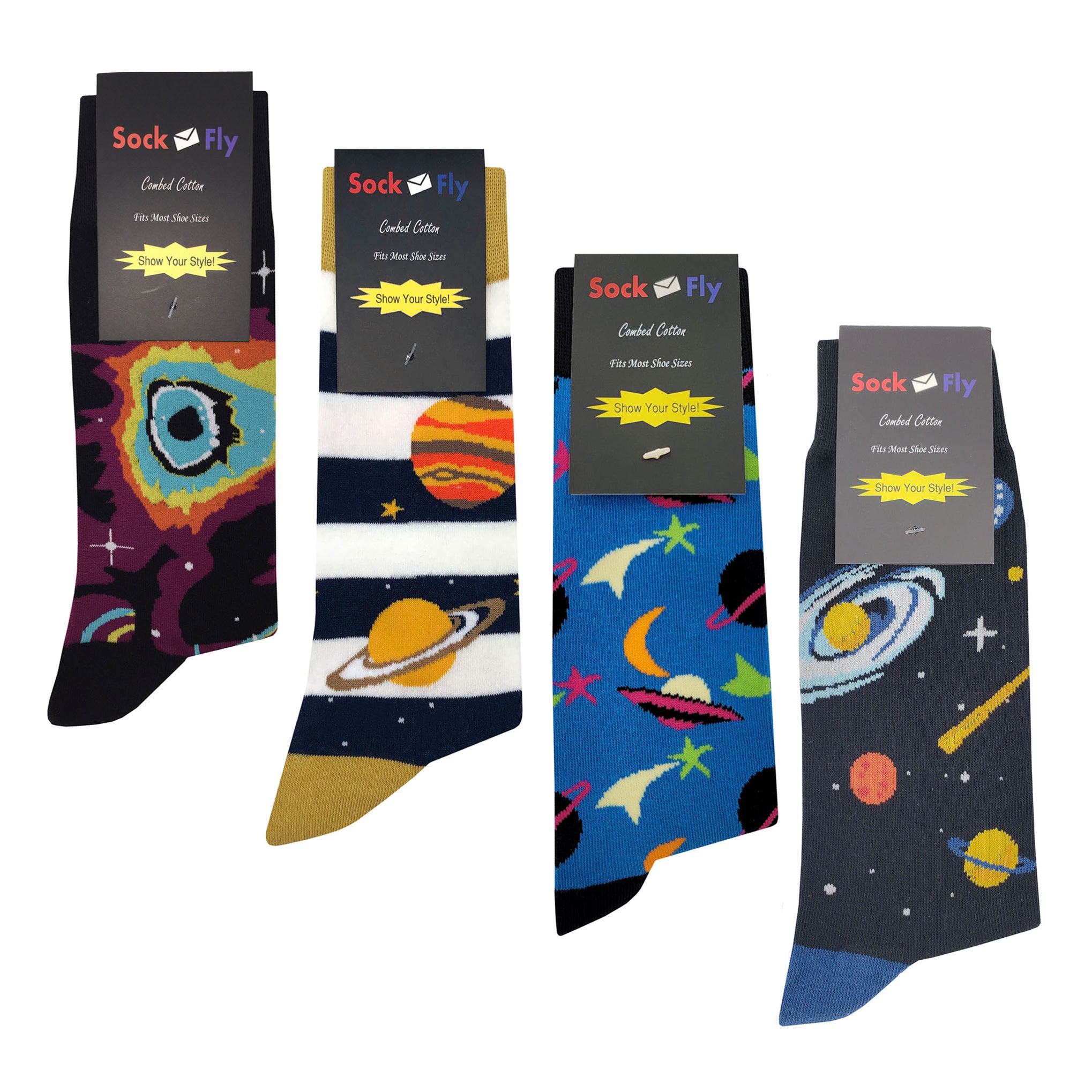 Space Pattern Socks | Planets, Stars & Galaxies | Sockfly