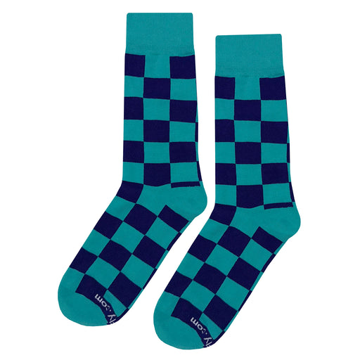 Teal Purple Checker Socks Sockfly 1