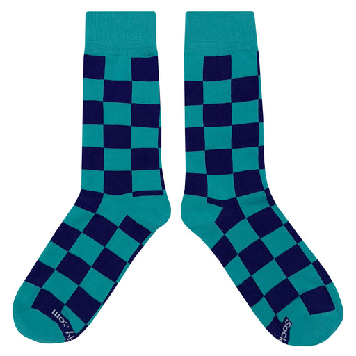 Teal Purple Checker Socks Sockfly 2