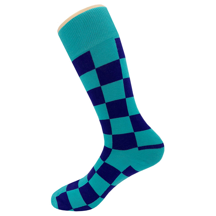 Teal Purple Checker Socks Sockfly 3