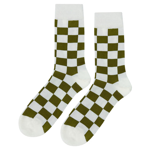 White Green Checker Socks Sockfly 1