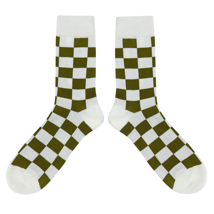 White Green Checker Socks Sockfly 2