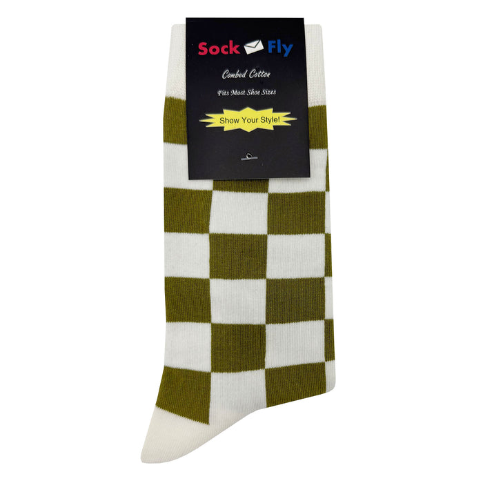 White Green Checker Socks Sockfly 4