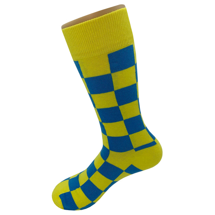 Yellow Blue Checker Socks Yellow Blue Checker Socks