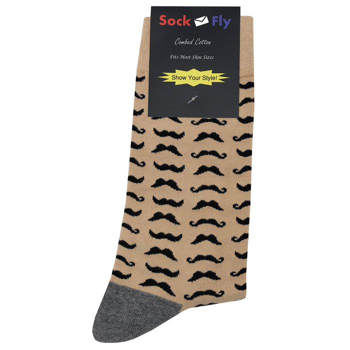 Beige Mustache Socks Sockfly 4