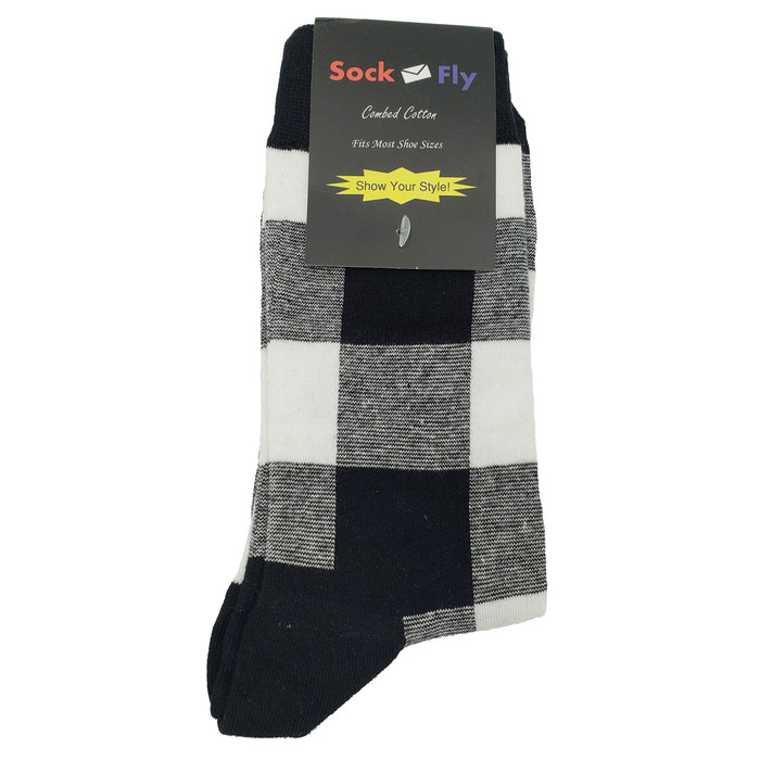 Black White Plaid Socks Sockfly 4