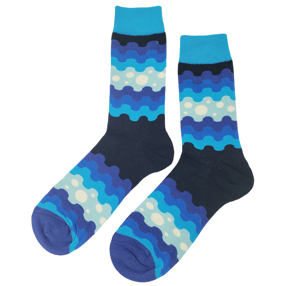 Socks Wave Pattern Blue Wave Pattern Socks - Fun and Crazy Socks at Sockfly.com