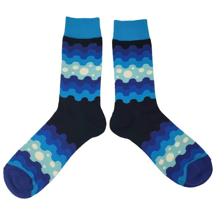 Socks Wave Pattern Blue Wave Pattern Socks - Fun and Crazy Socks at Sockfly.com