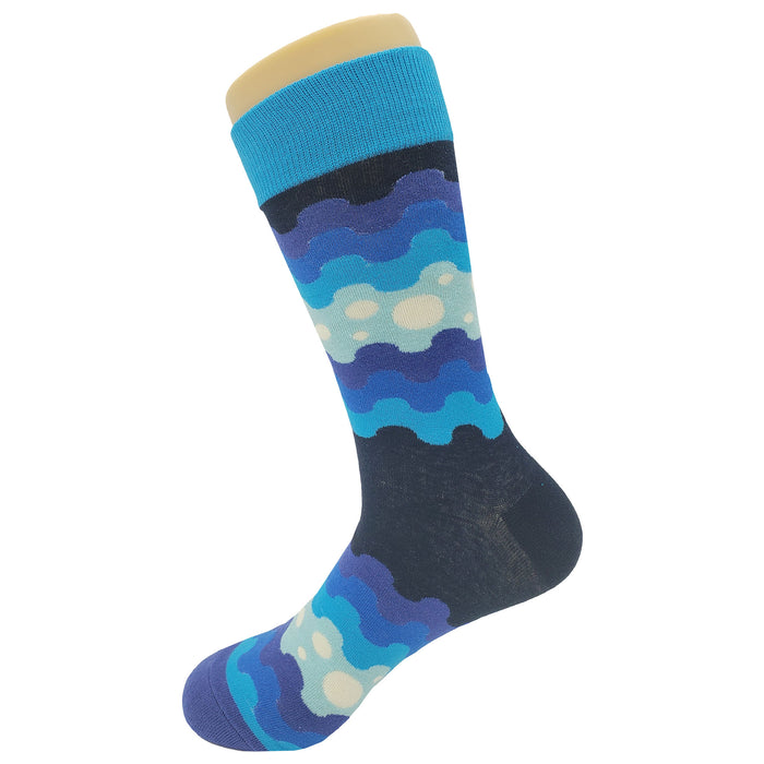 Blue Wave Pattern Socks Sockfly 3