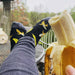 Cool Banana Socks Relaxing On The Patio