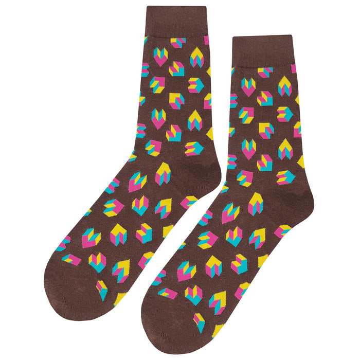 Geometric Heart Brown Socks Sockfly 1