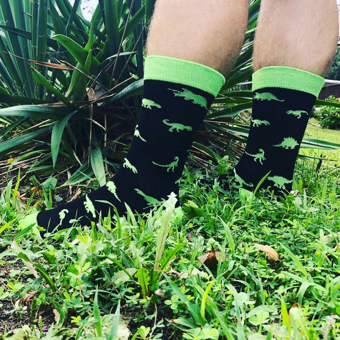 Green Dinosaur Socks In The Wild