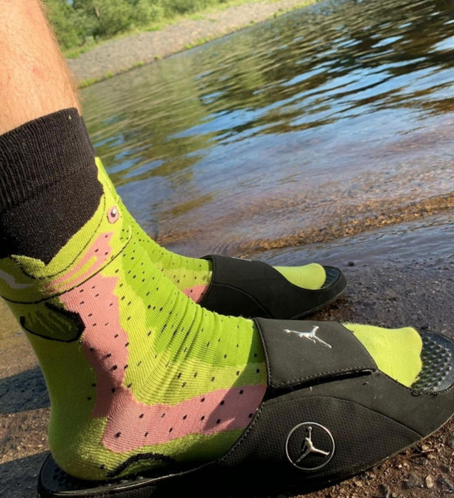 Green Fish Trout Socks By the Water
