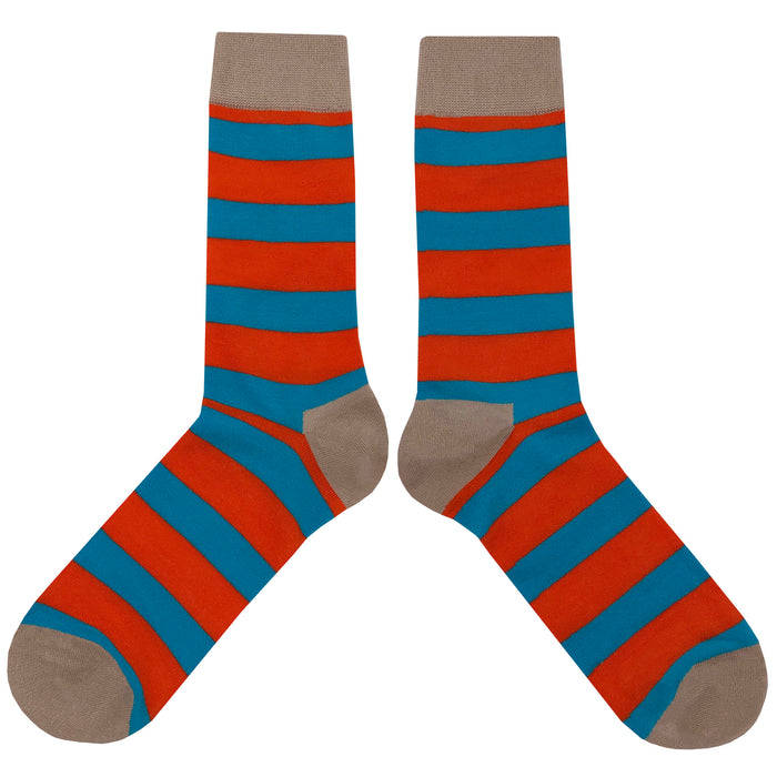 Orange Blue Stripe Socks Sockfly 2
