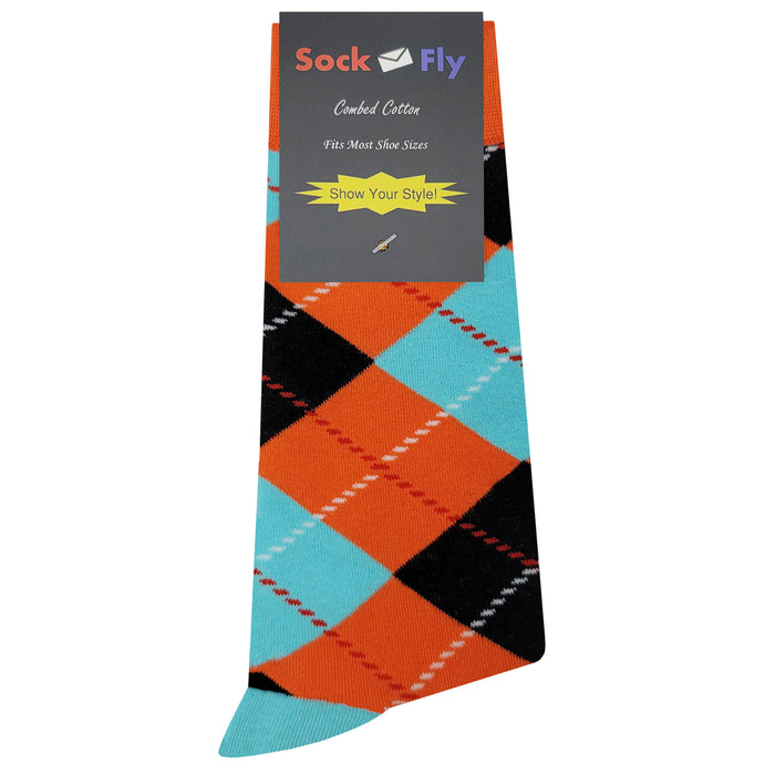 Orange Sprint Argyle Socks Sockfly 4