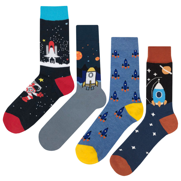 Physics Socks Rockets Rocket Socks 4 Pack - Fun and Crazy Socks at Sockfly.com