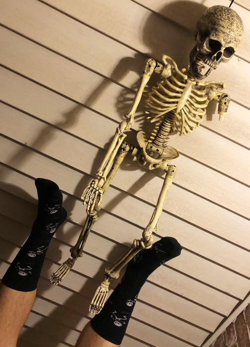 Spooky Skeleton socks just hanging out