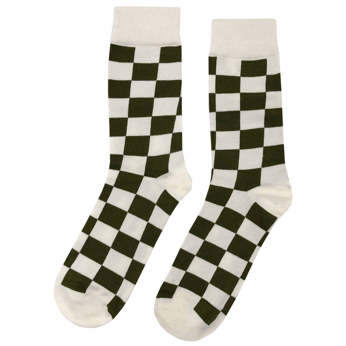 White Green Checker Socks Sockfly 1
