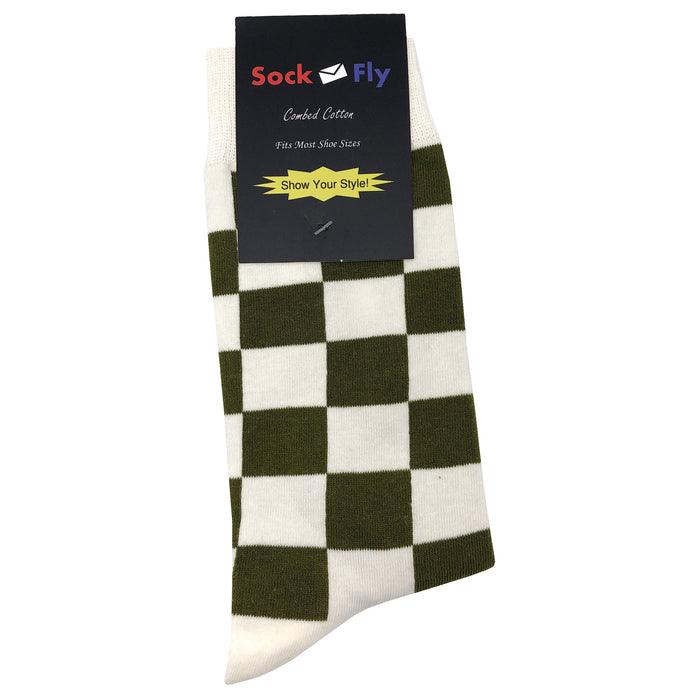 White Green Checker Socks Sockfly 4